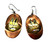 Cat Earrings Copper Paua Shell Vintage 1980 VTG DazzleCity