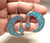 Turquoise Alpaca Earrings Moon Mosaic Vintage 1970 DazzleCity
