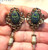 Vintage Scarab Earrings Old German Glass Chandelier Clip Patina DazzleCity