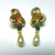 Elegant Gold Clip Earrings Chandelier Pearl Emerald Crystal OOAK DazzleCity