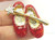 Wizard Oz Red Slippers Wand Pin Dorothy Rhinestone Crystal Shoes Brooch