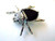 Beetle Scarab Pin Black Silver Bug Rhinestone Crystal Egyptian