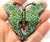 Butterfly Pin Brooch Peridot Rhinestone Glass  100+ Stones