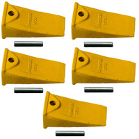 X156 Hensley-style bucket teeth set with pins for mini excavators, skid steers, and backhoes, aftermarket replacement for John Deere TX156, Bobcat 6716001, Takeuchi 1914210182