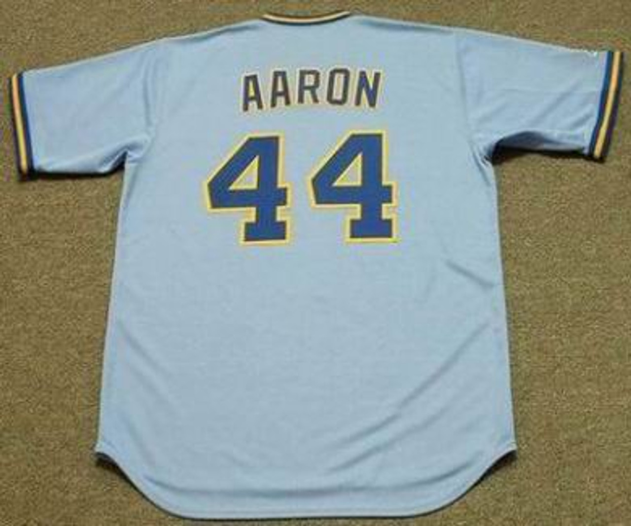 HANK AARON Milwaukee Brewers 1975 Majestic Cooperstown Throwback