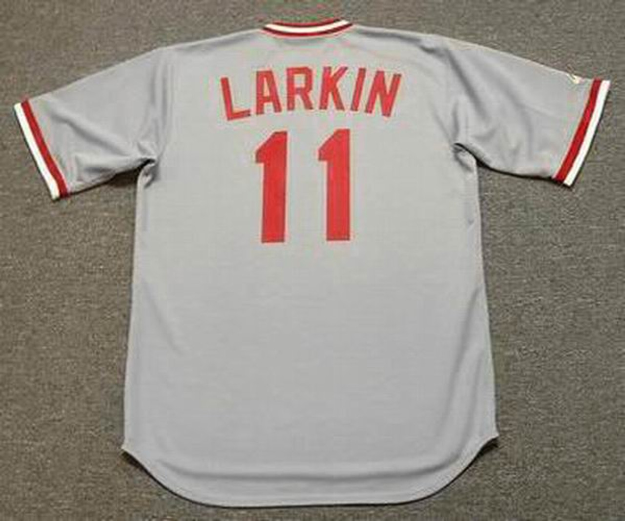 Barry Larkin Jersey - Cincinnati Reds 1987 Cooperstown Away Throwback  Baseball Jersey