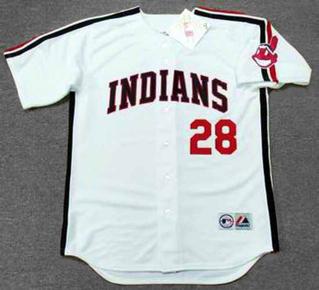 MAJESTIC  JOE CHARBONEAU Cleveland Indians 1980 Cooperstown Baseball Jersey