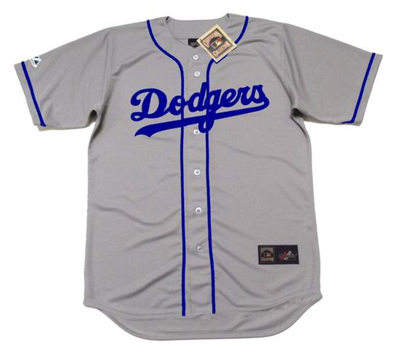 MAJESTIC  TOMMY LASORDA Brooklyn Dodgers 1955 Cooperstown Away Baseball  Jersey