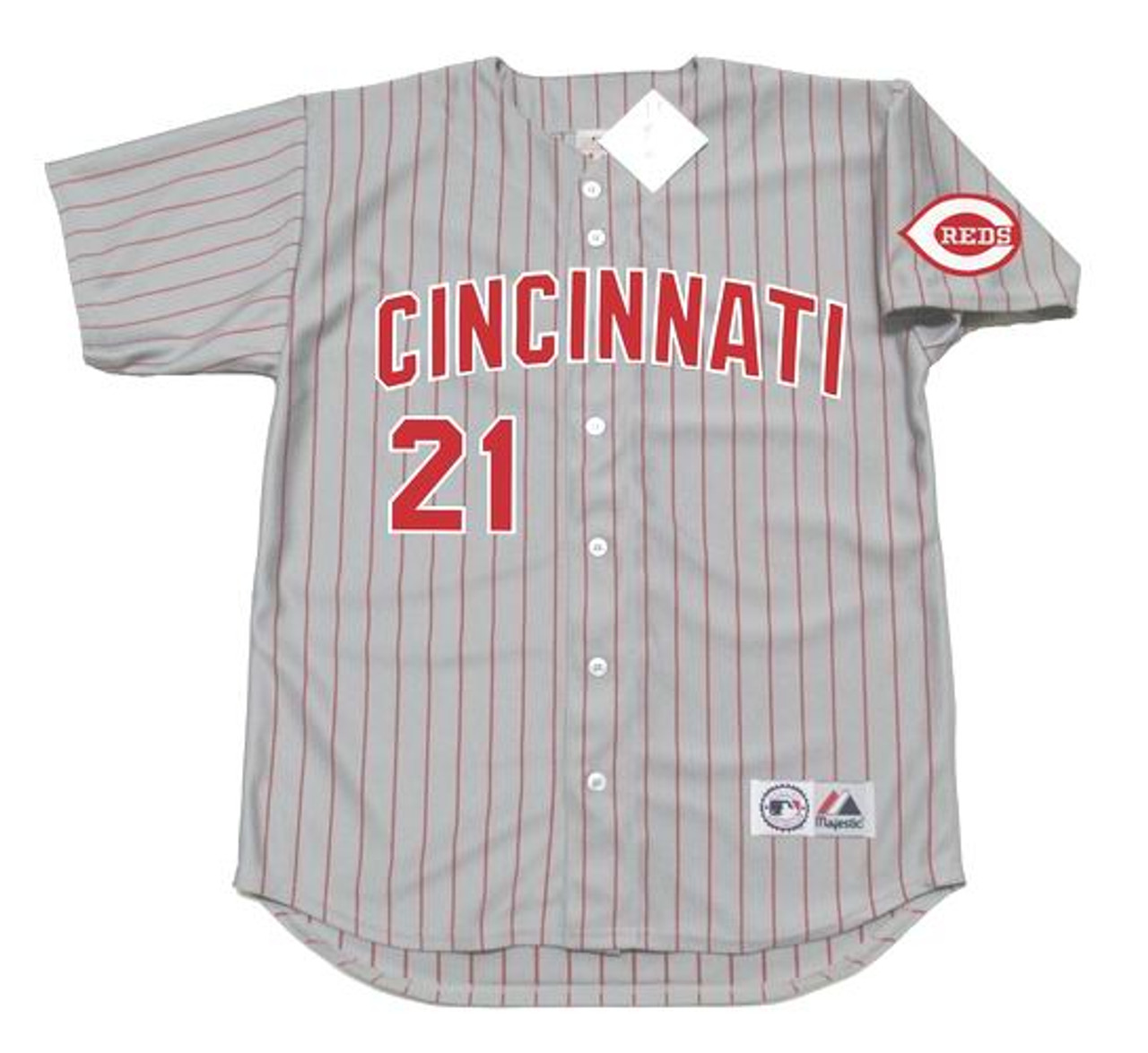 Deion Sanders Jersey - 1997 Cincinnati Reds Away Throwback Baseball Jersey