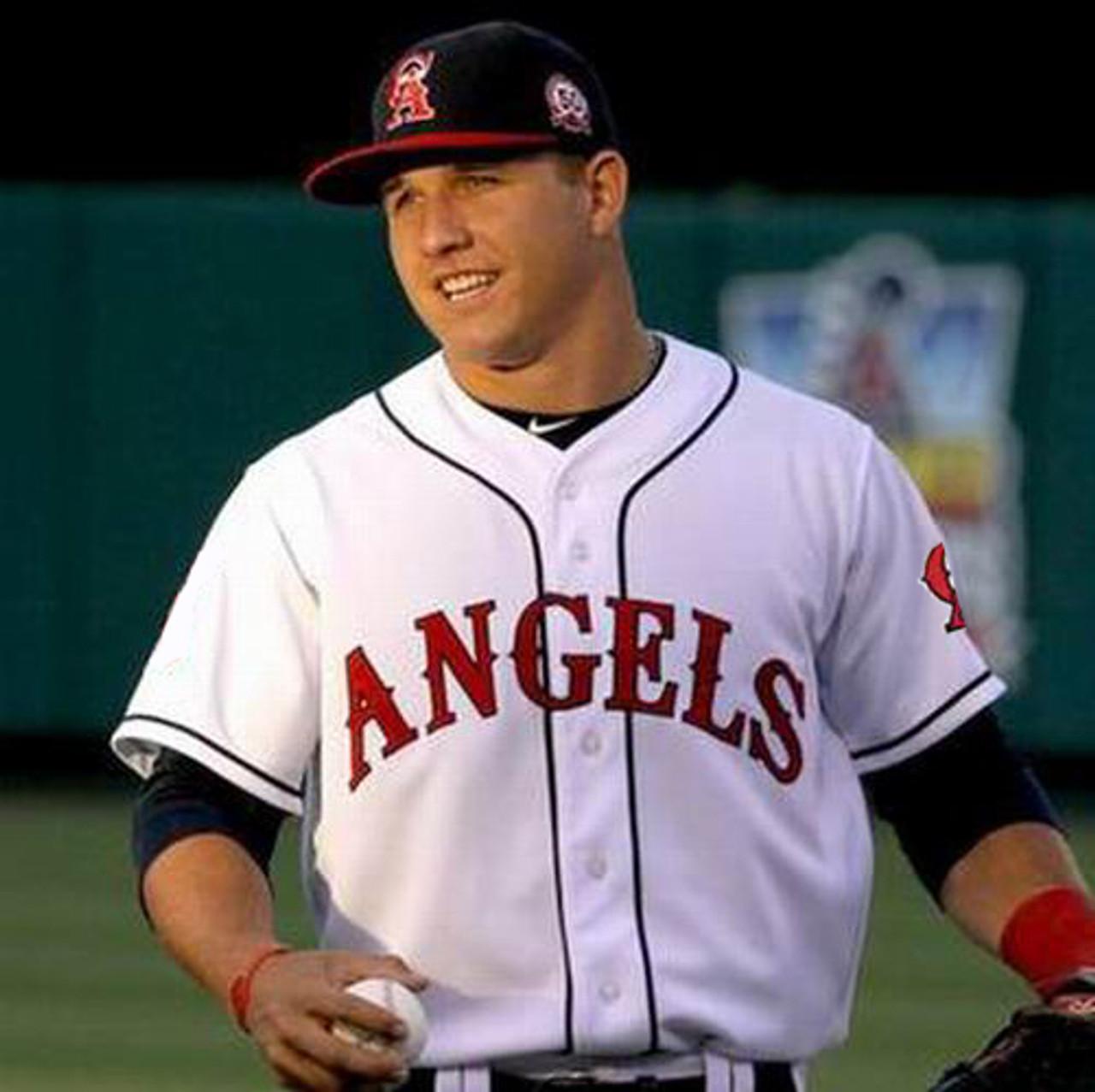 Mike Trout California Angels Grey Road Men's Throwback Jersey w/ Team  Patch