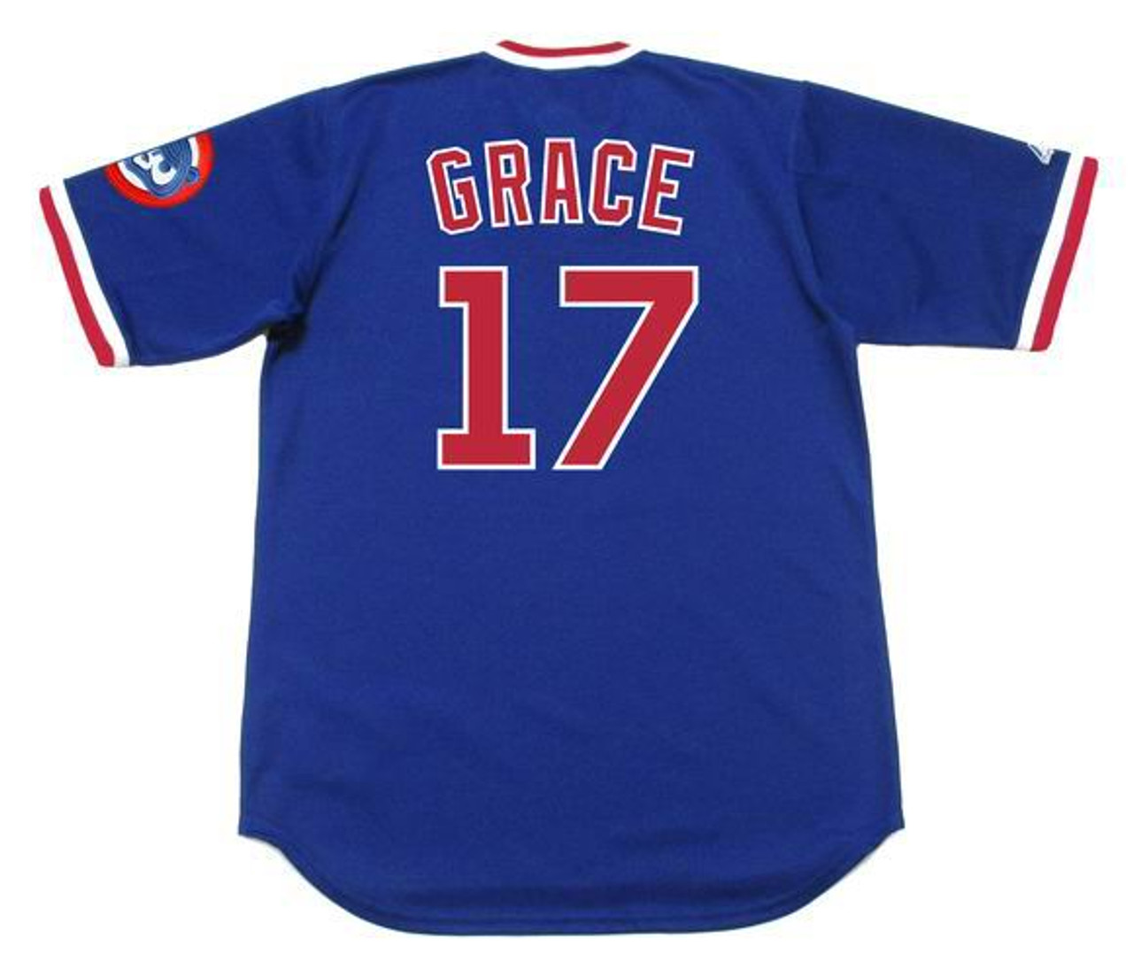 Mark Grace Chicago Cubs Cooperstown White Pinstripe V-Neck Home Men's Jersey