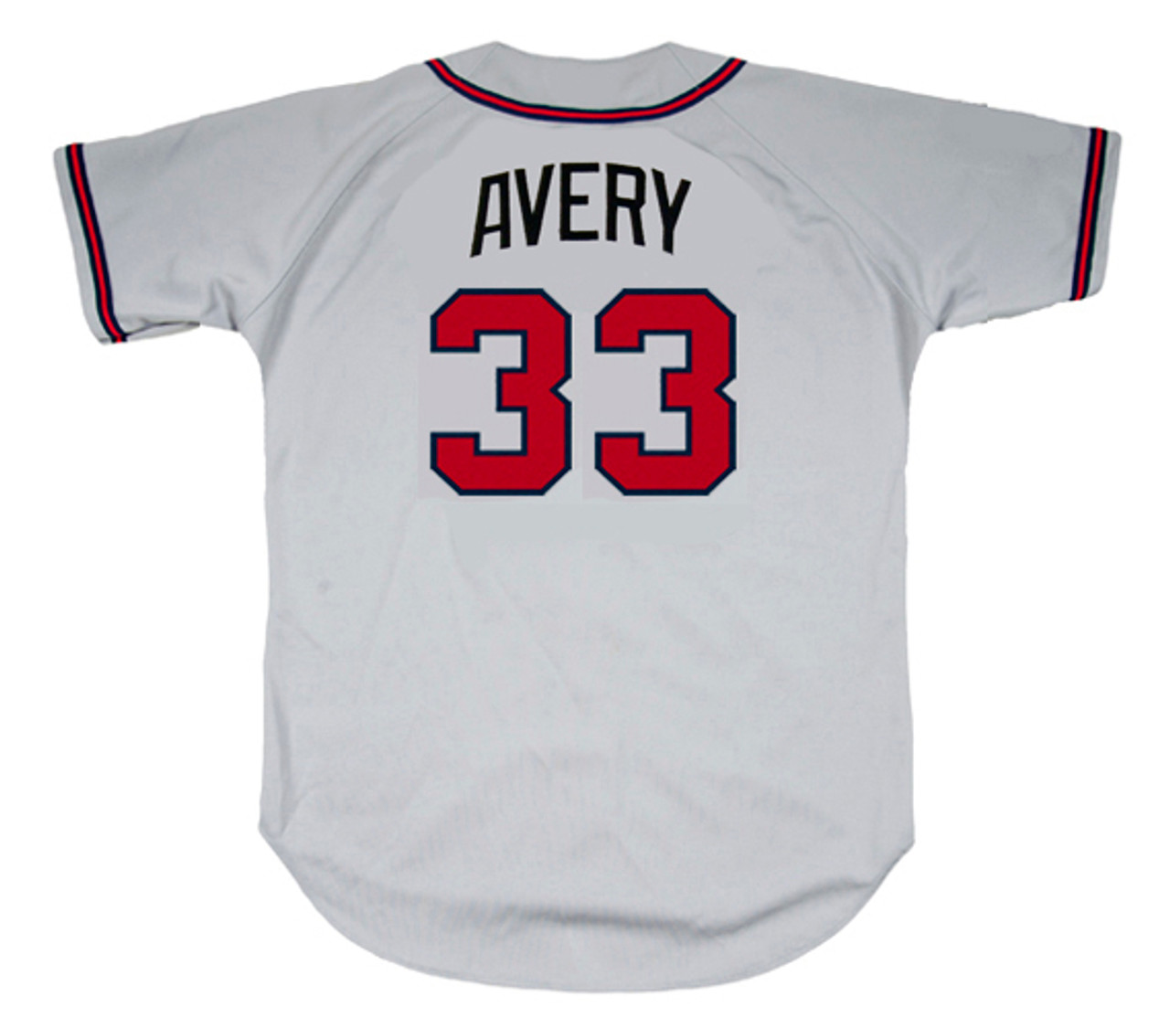 STEVE AVERY BRAVES 95 WS CHAMPS SIGNED RED JERSEY JSA #AF50380