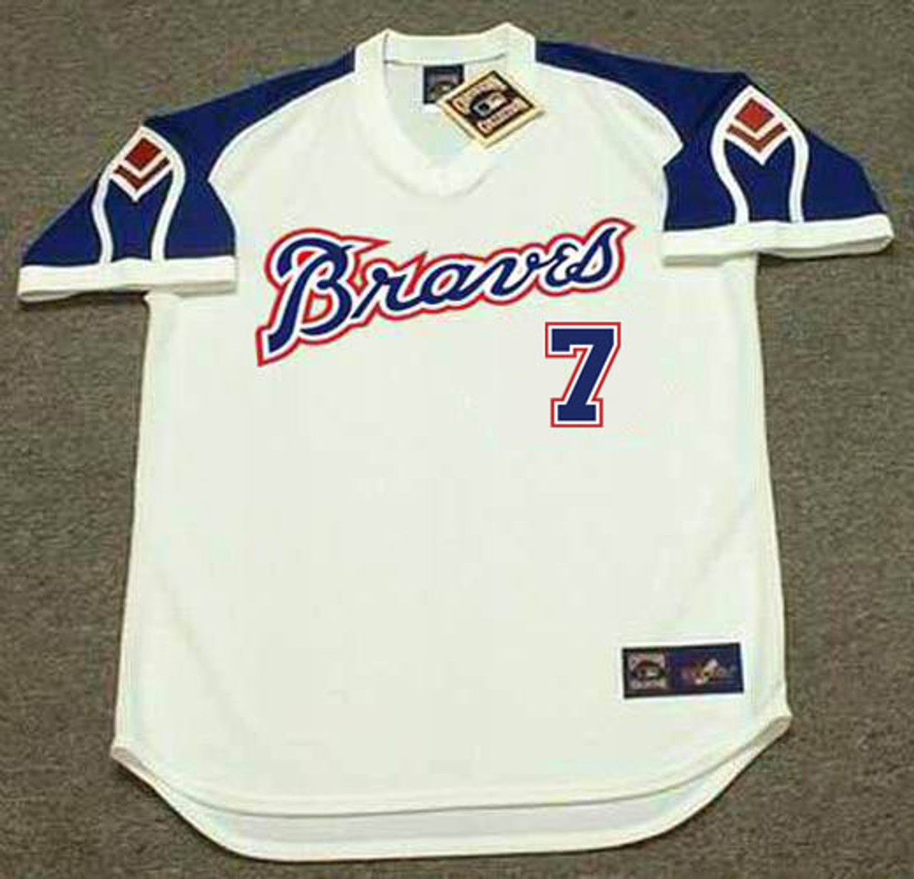 DANSBY SWANSON  Atlanta Braves 1970's Home Majestic Throwback Baseball  Jersey