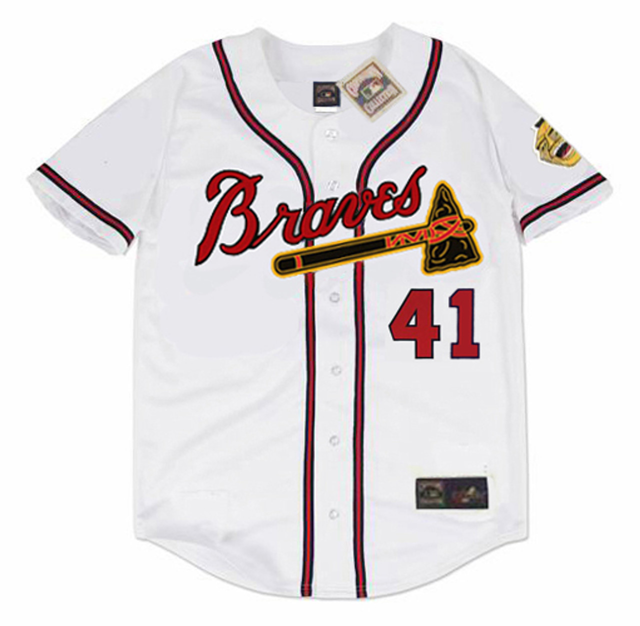 HANK AARON  Milwaukee Braves 1955 Away Majestic Throwback Baseball Jersey