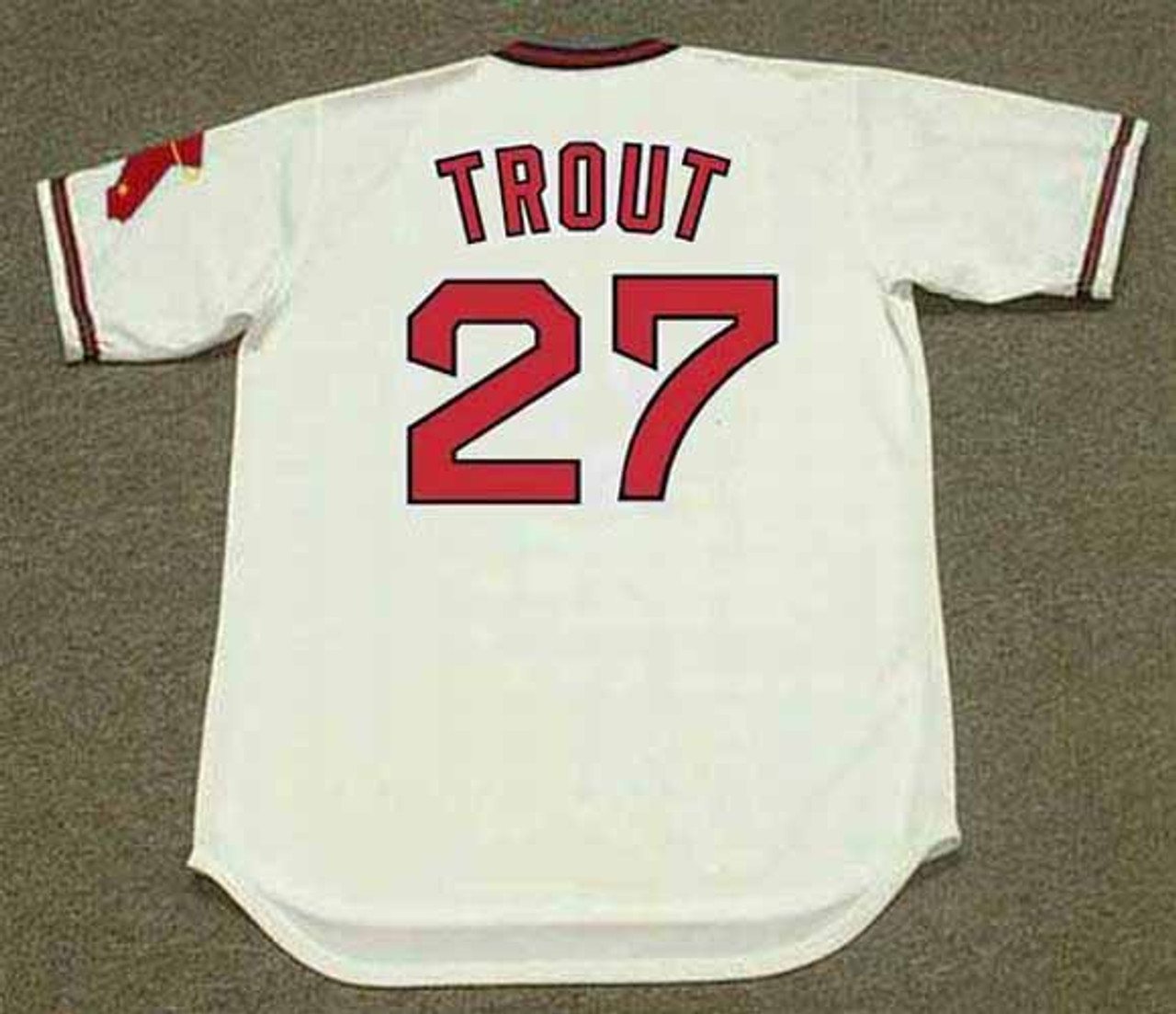 MIKE TROUT  California Angels 1980's Home Throwback Baseball Jersey