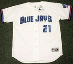ROGER CLEMENS Toronto Blue Jays 1997 Majestic Throwback Home Baseball Jersey - FRONT