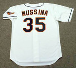 MIKE MUSSINA Baltimore Orioles 1999 Home Majestic Throwback Baseball Jersey - BACK