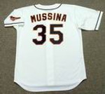 MIKE MUSSINA Baltimore Orioles 1999 Home Majestic Throwback Baseball Jersey - BACK