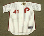 JIM LONBORG Philadelphia Phillies 1976 Majestic Cooperstown Throwback Home Baseball Jersey - Front