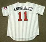 CHUCK KNOBLAUCH Minnesota Twins 1991 Majestic Throwback Home Baseball Jersey - BACK