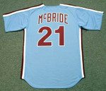 BAKE McBRIDE Philadelphia Phillies 1980 Majestic Throwback Away Baseball Jersey - back