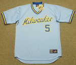 NED YOST Milwaukee Brewers 1982 Majestic Cooperstown Throwback Away Jersey