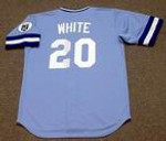 FRANK WHITE Kansas City Royals 1985 Away Majestic Throwback Baseball Jersey - BACK