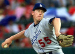 OREL HERSHISER Los Angeles Dodgers 2000 Away Majestic Throwback Baseball Jersey - Action