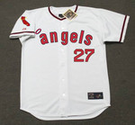 MIKE TROUT California Angels 1970's Home Majestic Baseball Throwback Jersey - FRONT