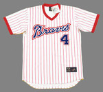 BIFF POCOROBA Atlanta Braves 1977 Home Majestic Throwback Baseball Jersey - FRONT