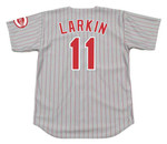 BARRY LARKIN Cincinnati Reds 1993 Majestic Throwback Away Baseball Jersey