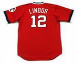 FRANCISCO LINDOR Cleveland Indians 1970's Majestic Throwback Red Jersey