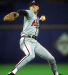 STEVE AVERY Atlanta Braves 1995 Away Majestic Throwback Baseball Jersey - ACTION