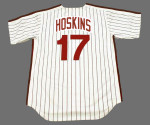 RHYS HOSKINS Philadelphia Phillies 1980's Majestic Throwback Home Baseball Jersey - BACK