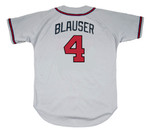 JEFF BLAUSER Atlanta Braves 1995 Away Majestic Throwback Baseball Jersey - BACK JEFF BLAUSER Atlanta Braves 1995 Away Majestic Throwback Baseball Jersey - BACK
