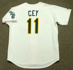 RON CEY Oakland Athletics 1987 Home Majestic Baseball Throwback Jersey - BACK