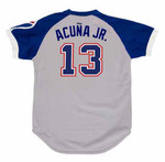 RONALD ACUNA JR. Atlanta Braves 1970's Away Majestic Throwback Baseball Jersey - BACK