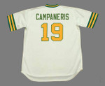 BERT CAMPANERIS Oakland Athletics 1973 Home Majestic Throwback Baseball Jersey - BACK