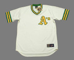 JIM "CATFISH" HUNTER Oakland Athletics 1973 Home Majestic Throwback Baseball Jersey - FRONT