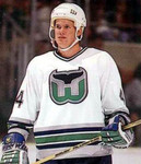 CHRIS PRONGER Hartford Whalers 1993 Home CCM Vintage NHL Hockey Jersey - action