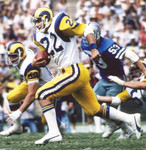 JOHN CAPPELLETTI Los Angeles Rams 1978 Away Throwback NFL Football Jersey - action