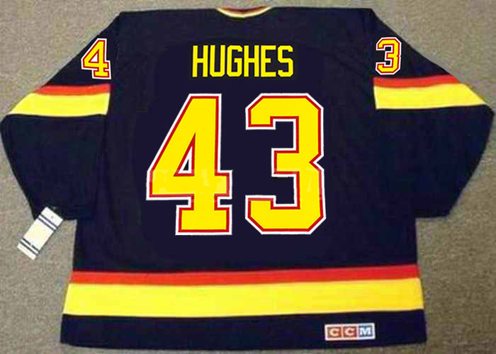Quinn Hughes 1990's Vancouver Canucks Away Throwback NHL Hockey Jersey