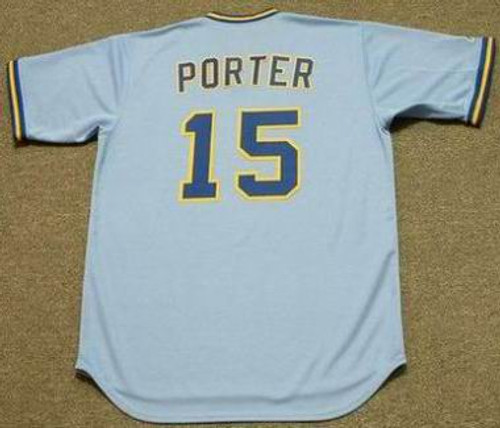 Darrell Porter 1975 Milwaukee Brewers Cooperstown Away MLB Throwback Baseball Jerseys - BACK