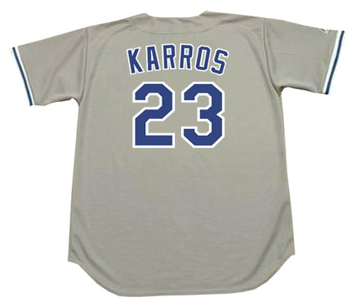 ERIC KARROS Los Angeles Dodgers 1995 Away Majestic Baseball Throwback Jersey - BACK