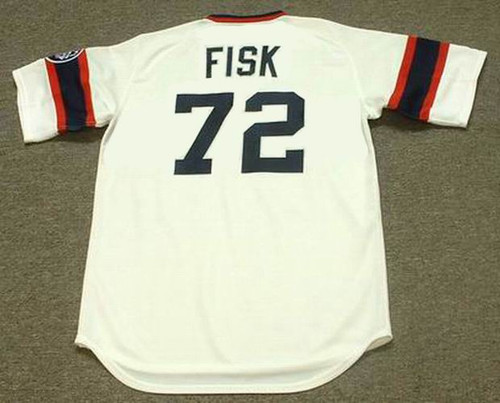 Men's Mitchell and Ness Boston Red Sox #27 Carlton Fisk Authentic White  Throwback MLB Jersey