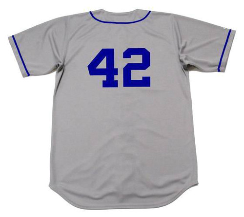 JACKIE ROBINSON Brooklyn Dodgers 1955 Away Majestic Baseball Throwback Jersey - BACK