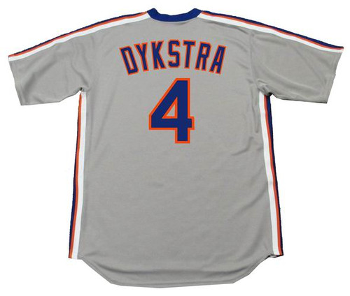 Men's New York Mets #4 Lenny Dykstra Authentic White/Blue Strip Throwback  Baseball Jersey