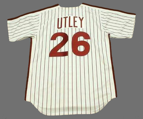 CHASE UTLEY Philadelphia Phillies 1980's Majestic Cooperstown Throwback Home Baseball Jersey - Back