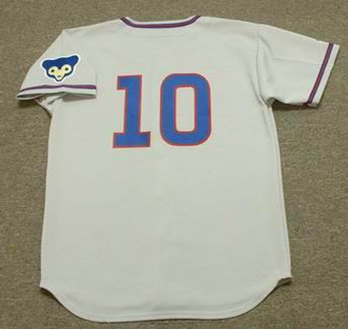 Men's Majestic Chicago Cubs #10 Ron Santo Authentic Blue/White Strip  Cooperstown Throwback MLB Jersey