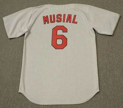 STAN MUSIAL St. Louis Cardinals 1962 Majestic Cooperstown Throwback Away Baseball Jersey - Back